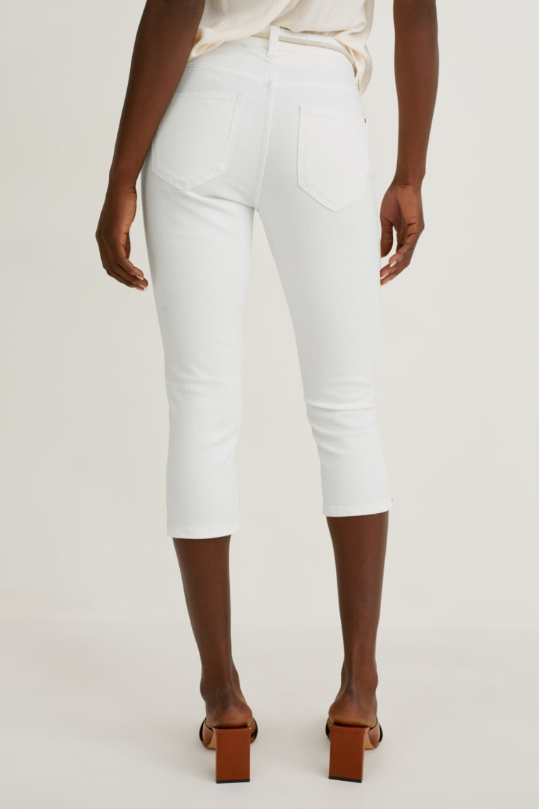 Jeans C&A Capri With Belt Mid Cintura Blancas | HECKWO-189