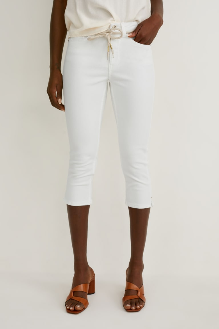 Jeans C&A Capri With Belt Mid Cintura Blancas | HECKWO-189