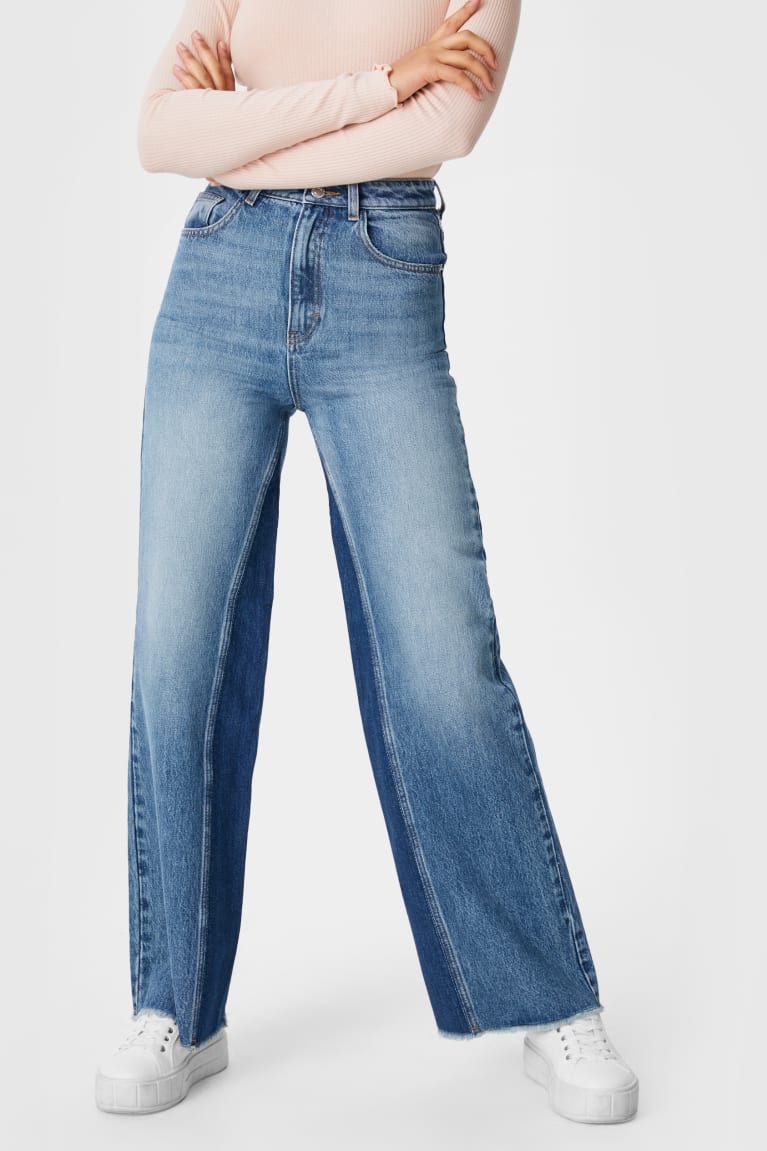 Jeans C&A Clockhouse- Anchos Leg High Cintura Azules | JILHKA-690