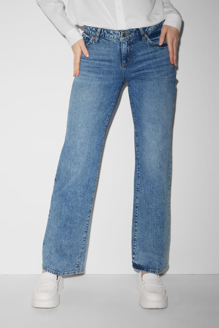 Jeans C&A Clockhouse Anchos Leg High Cintura Recycled Azules | KBUREX-701