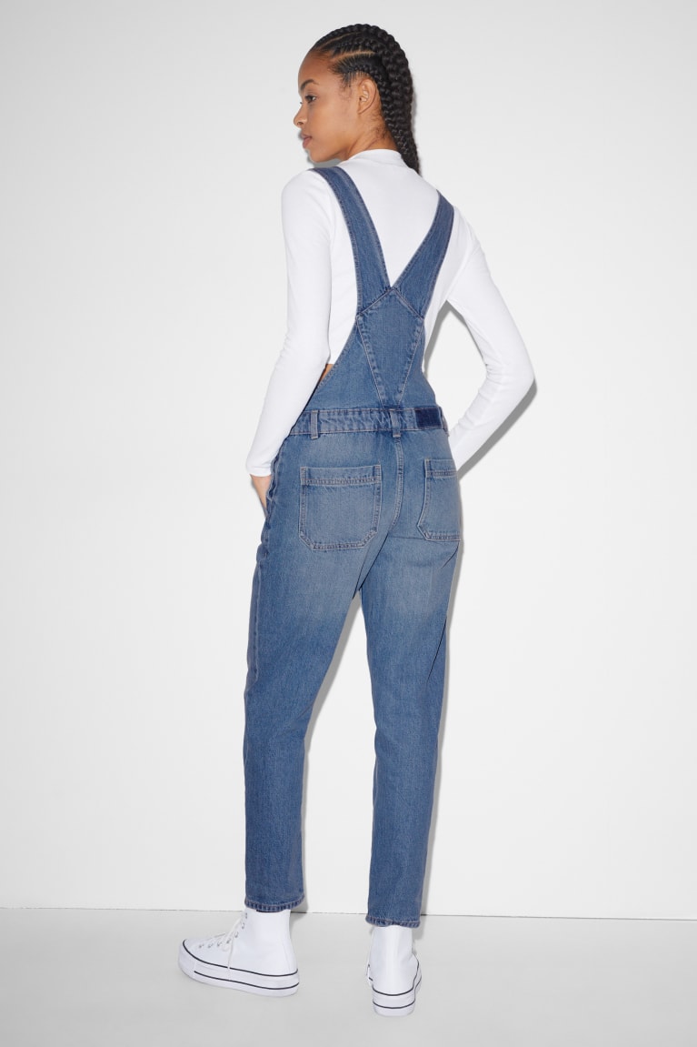 Jeans C&A Clockhouse Denim Dungarees Relaxed Fit Azules Azules Claro | VXKOAN-027