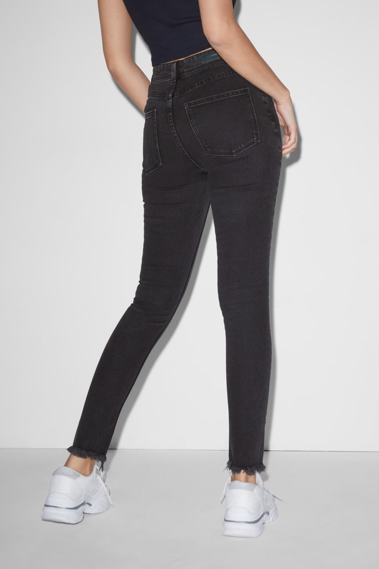 Jeans C&A Clockhouse Flaco High Cintura Lycra® Negras | AJKSCX-148