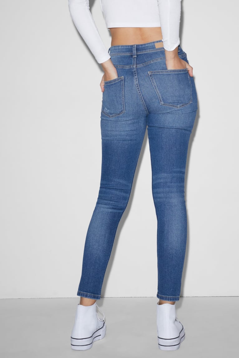 Jeans C&A Clockhouse Flaco High Cintura Azules | GKVIRO-038