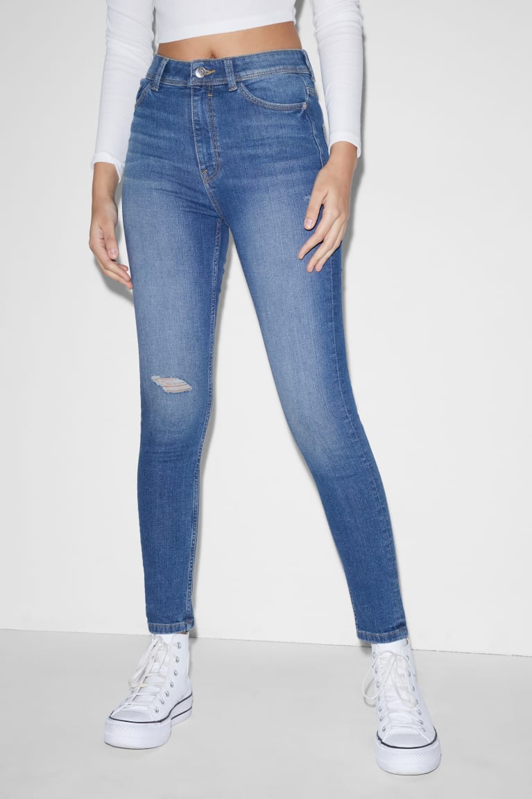 Jeans C&A Clockhouse Flaco High Cintura Azules | GKVIRO-038