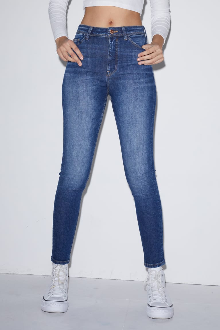 Jeans C&A Clockhouse Flaco High Cintura Azules | OQRPYF-491