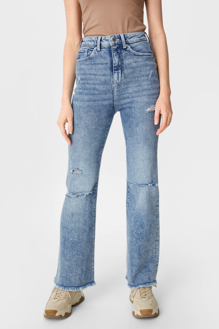 Jeans C&A Clockhouse Flared High Cintura Azules Azules Claro | KGXLRZ-326