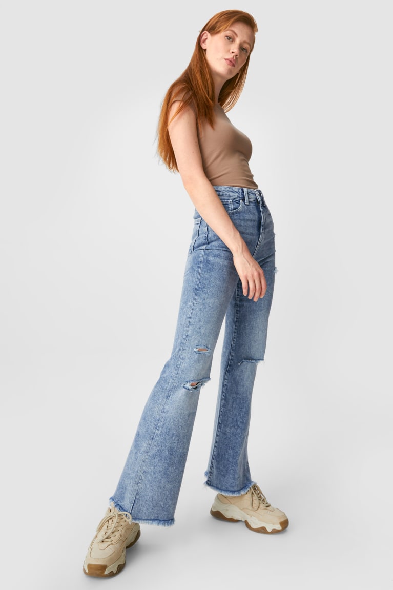 Jeans C&A Clockhouse Flared High Cintura Azules Azules Claro | KGXLRZ-326