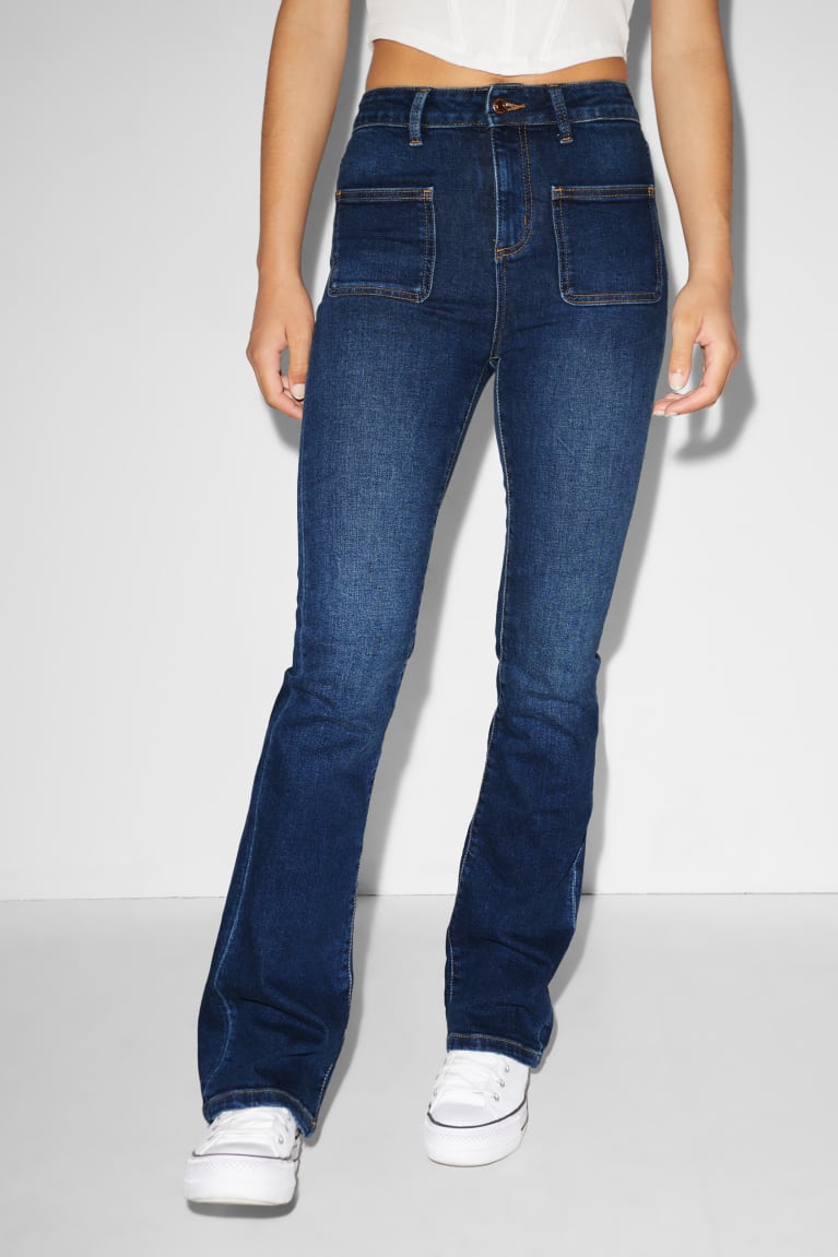 Jeans C&A Clockhouse Flared High Cintura Recycled Azules | QCPTZB-691