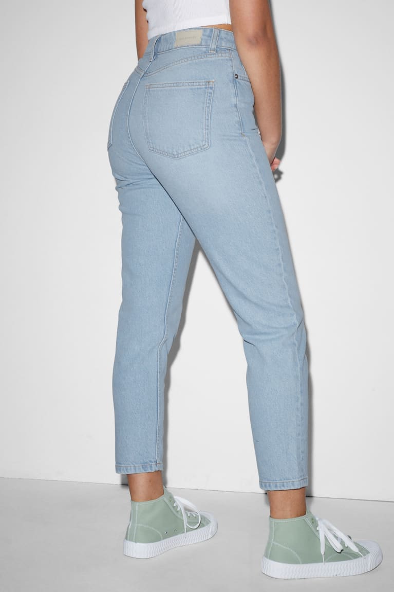 Jeans C&A Clockhouse Mom High Cintura Azules Azules Claro | OVWDMH-309