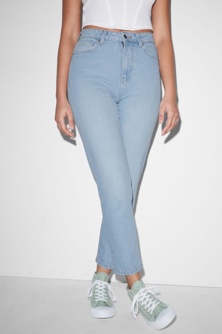 Jeans C&A Clockhouse Mom High Cintura Azules Azules Claro | OVWDMH-309