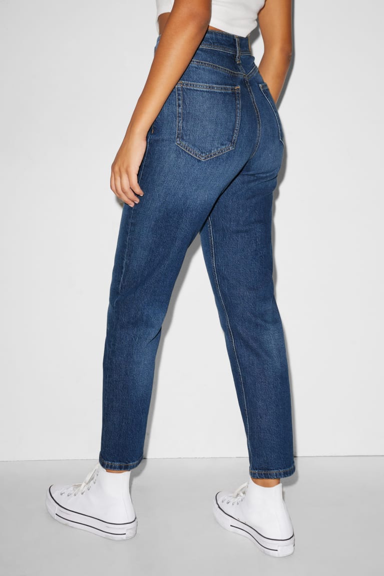 Jeans C&A Clockhouse Mom High Cintura Recycled Azules | VWKPNQ-758