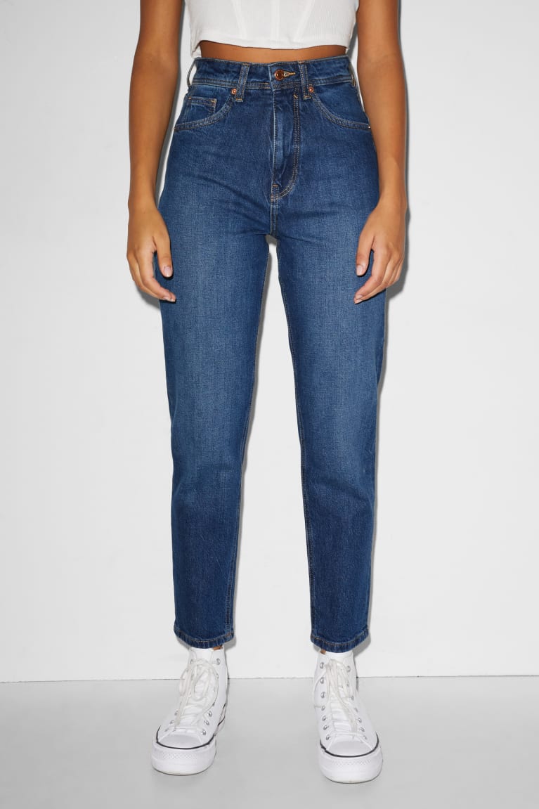 Jeans C&A Clockhouse Mom High Cintura Recycled Azules | VWKPNQ-758