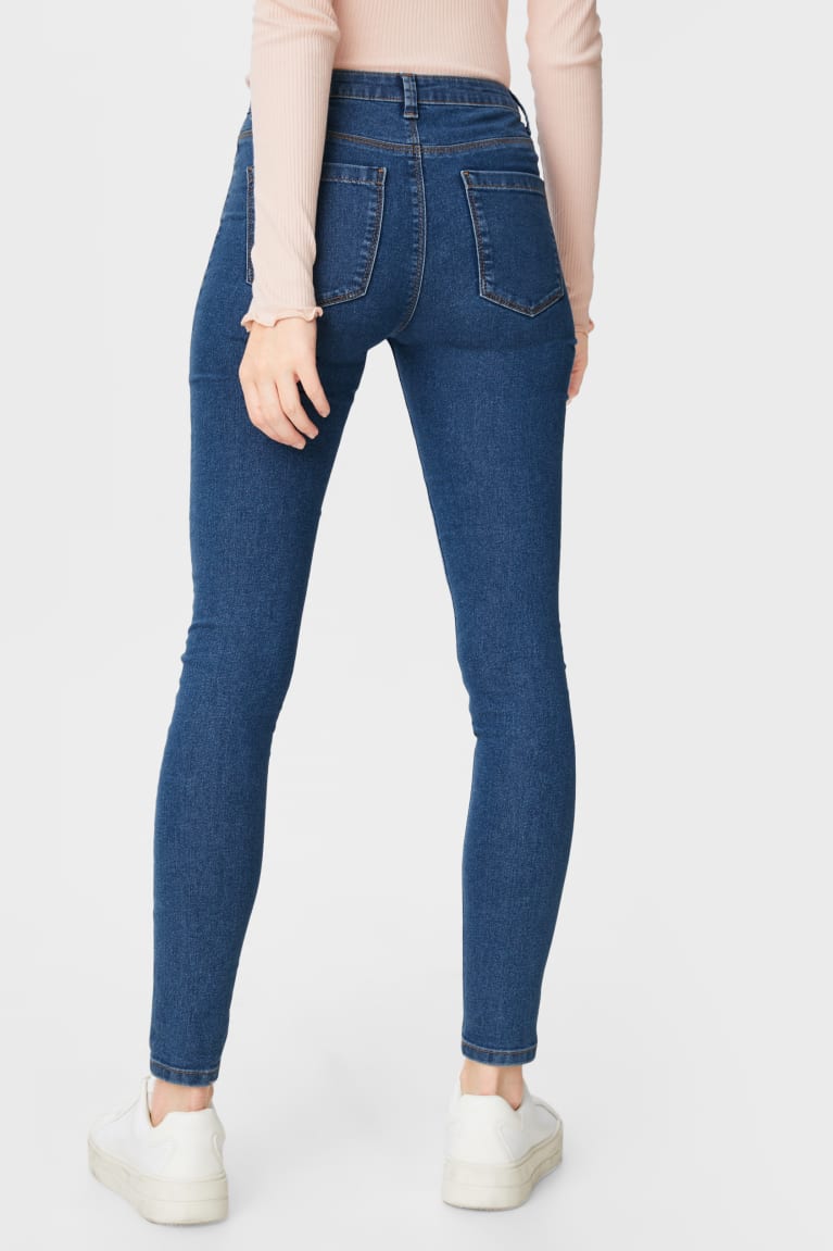 Jeans C&A Clockhouse Super Flaco High Cintura Azules | XJUVQR-609