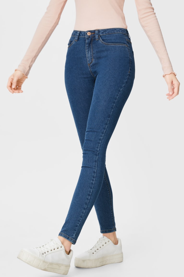 Jeans C&A Clockhouse Super Flaco High Cintura Azules | XJUVQR-609