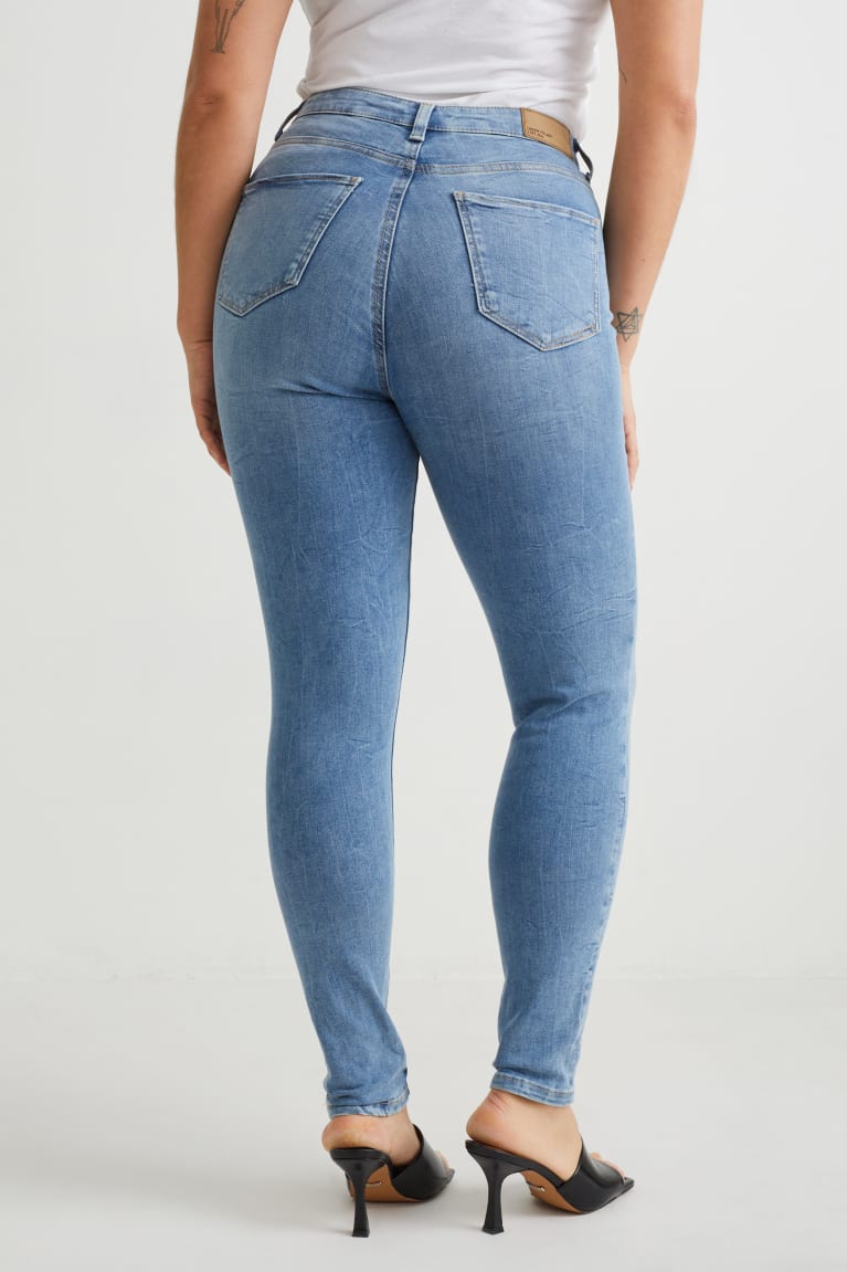 Jeans C&A Curvy High Cintura Flaco Fit Lycra® Recycled Azules Azules Claro | YPVETN-427