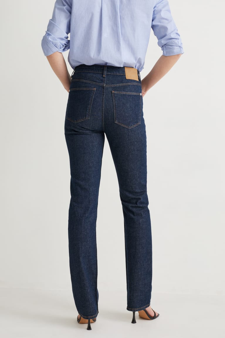 Jeans C&A Directo High Cintura Lycra® Azules Azules Oscuro | AOJDGT-284