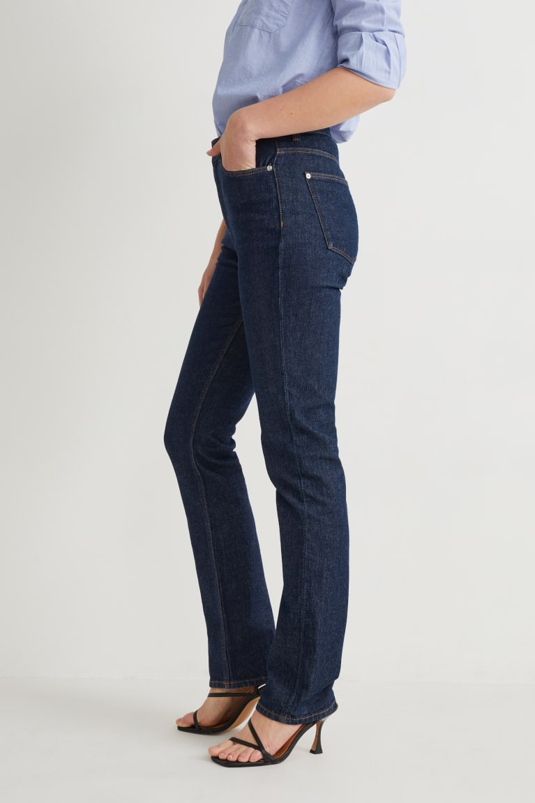 Jeans C&A Directo High Cintura Lycra® Azules Azules Oscuro | AOJDGT-284