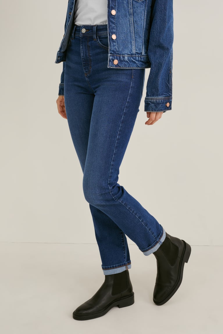 Jeans C&A Directo High Cintura Lycra® Azules | RQFJXS-480