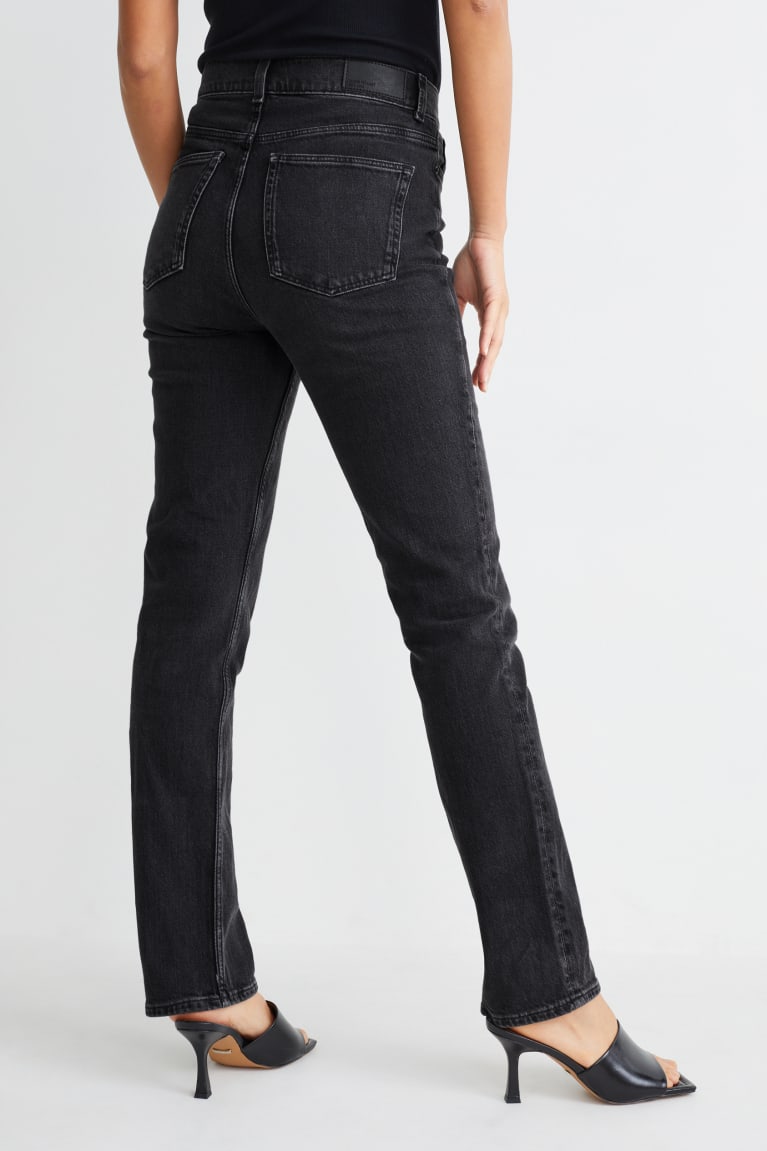 Jeans C&A Directo High Cintura Lycra® Negras | SEQVGM-617