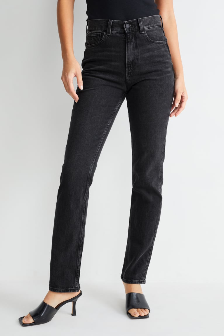 Jeans C&A Directo High Cintura Lycra® Negras | SEQVGM-617