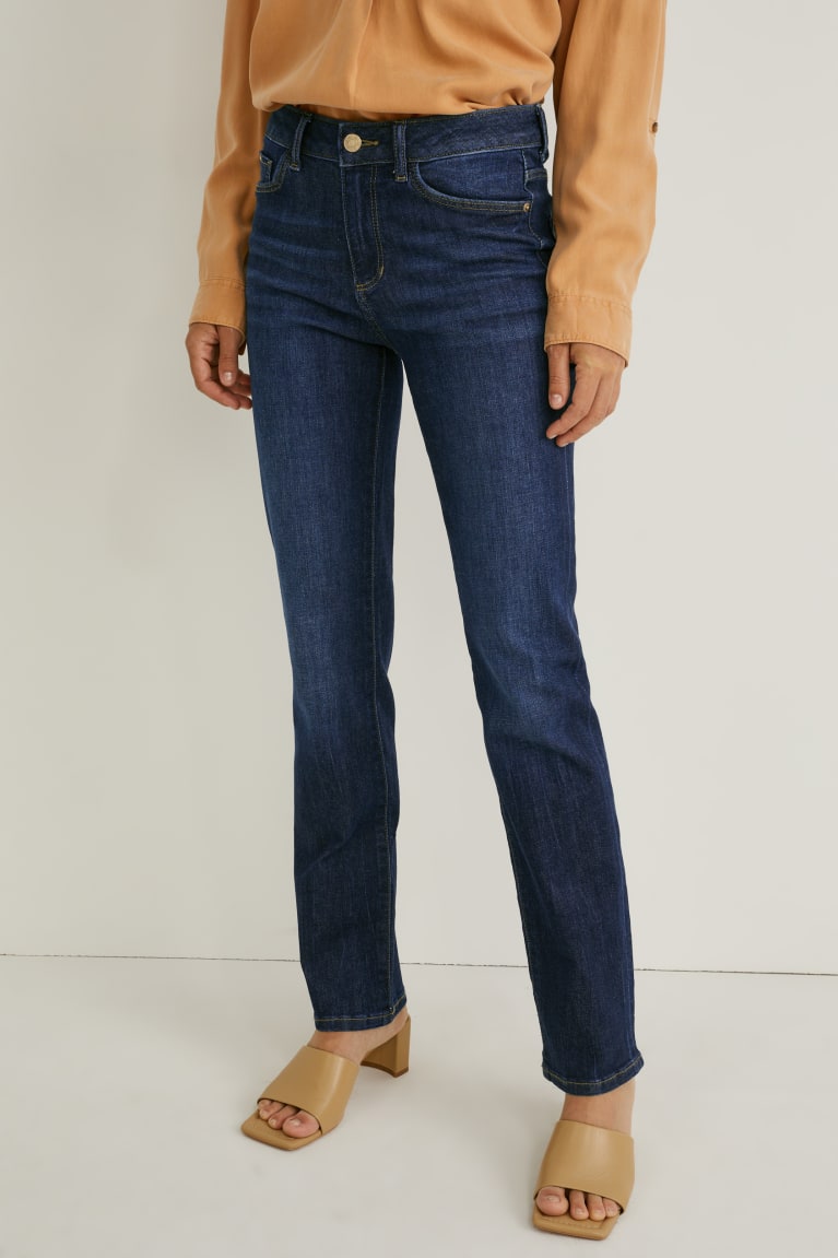 Jeans C&A Directo Mid-rise Cintura Azules Azules Oscuro | BMZHTS-127