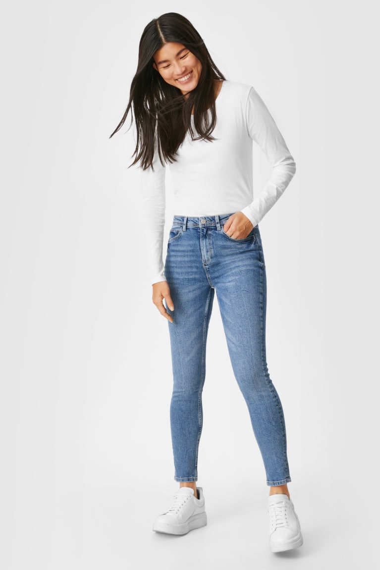 Jeans C&A Flaco High Cintura Azules | HJGLXQ-769