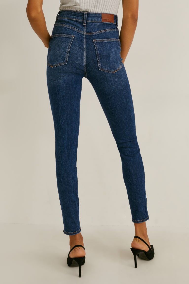 Jeans C&A Flaco High Cintura Lycra® Azules | WYASPH-376