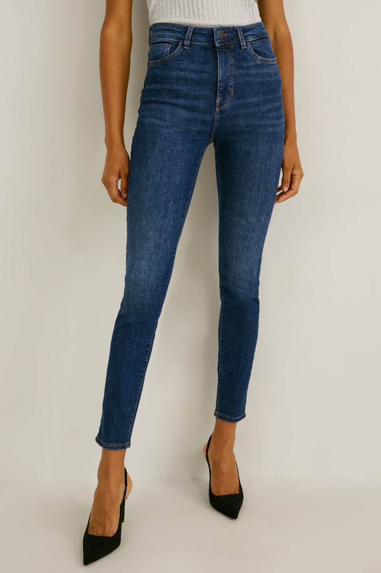 Jeans C&A Flaco High Cintura Lycra® Azules | WYASPH-376