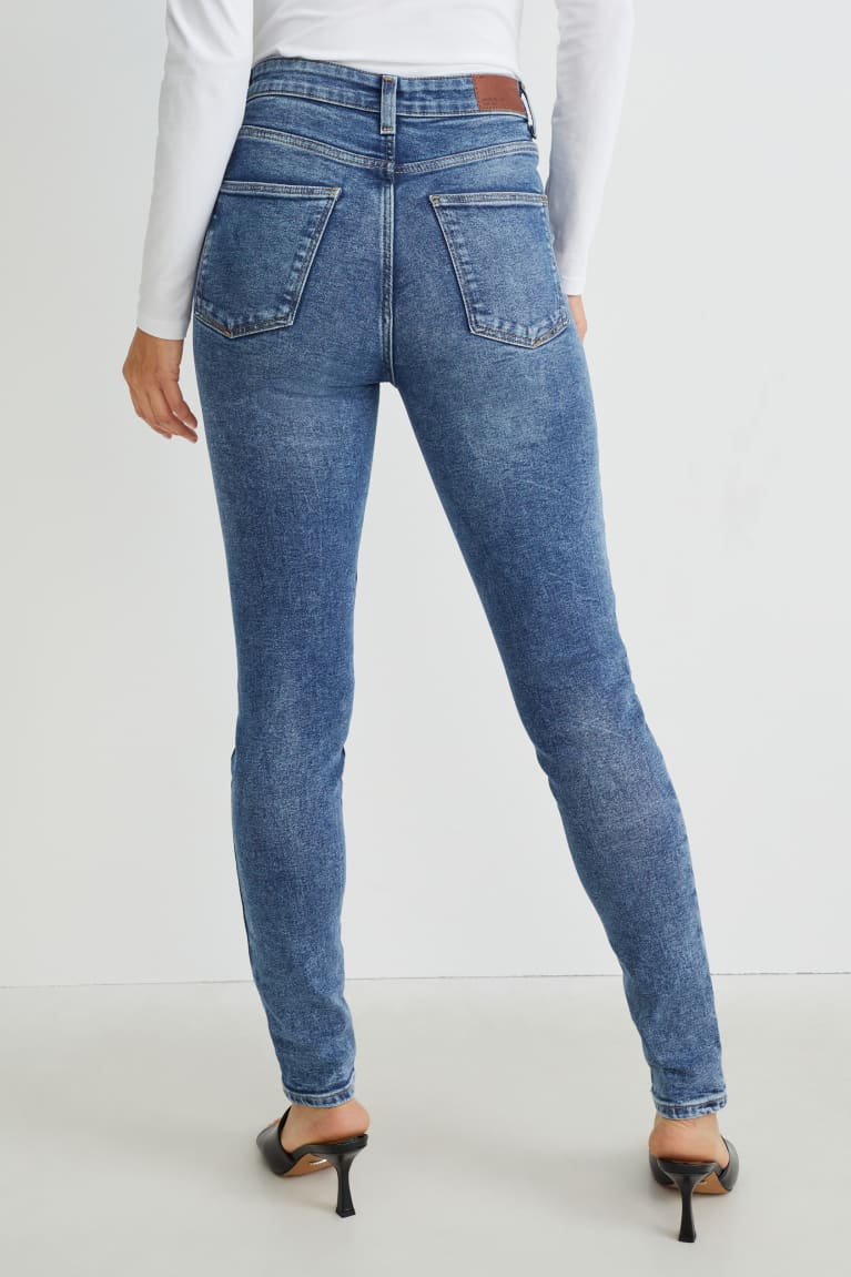 Jeans C&A Flaco High Cintura Lycra® Azules | ZFNIBP-128