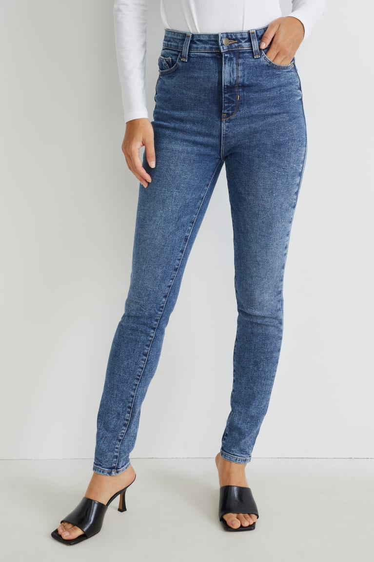 Jeans C&A Flaco High Cintura Lycra® Azules | ZFNIBP-128