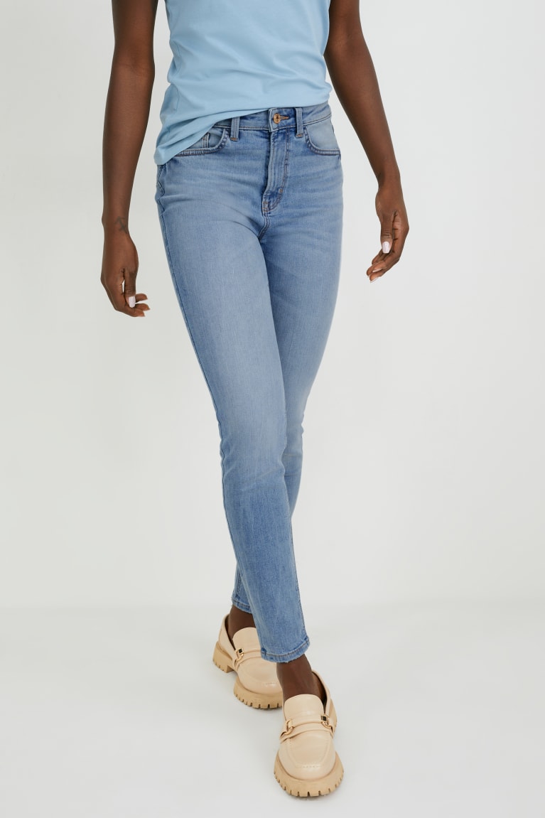 Jeans C&A Flaco High Cintura Shaping Recycled Azules Azules Claro | WJPKCD-465