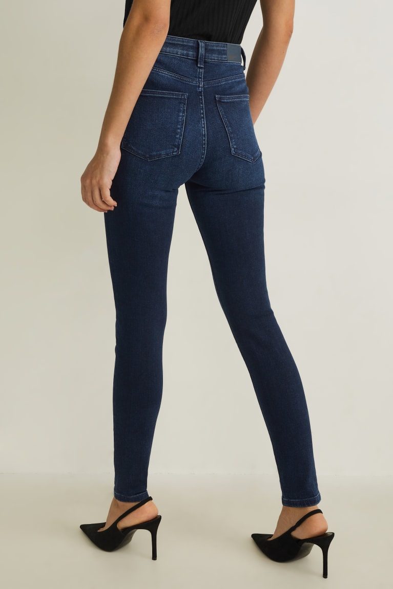 Jeans C&A Flaco High Rise Lycra® Azules Azules Oscuro | XSMQOU-143