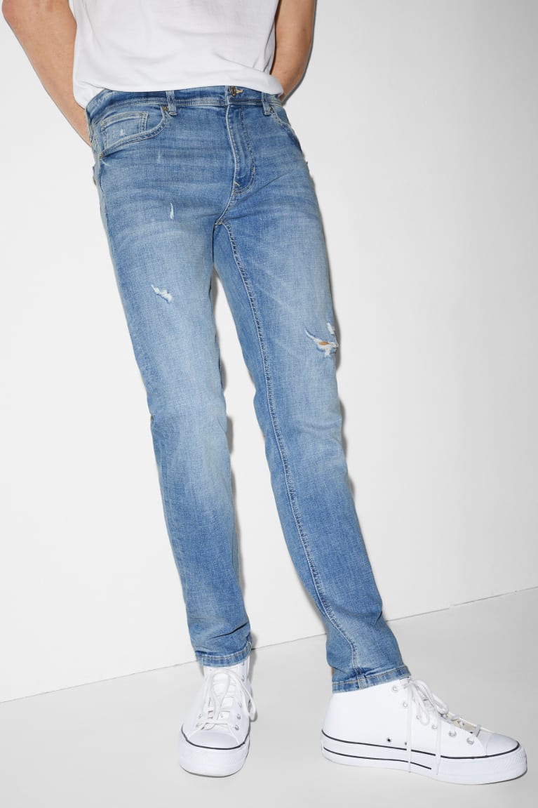 Jeans C&A Flaco Lycra® With Recycled Algodon Azules Azules Claro | EOCNGH-175