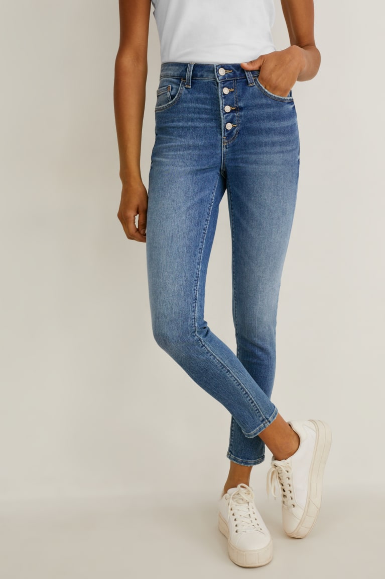 Jeans C&A Flaco Mid-rise Cintura Jog Denim Azules | SGFABX-093