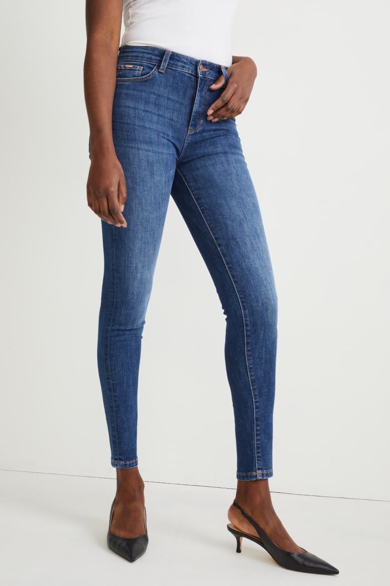 Jeans C&A Flaco Mid-rise Cintura Lycra® Azules | SOFKXQ-320