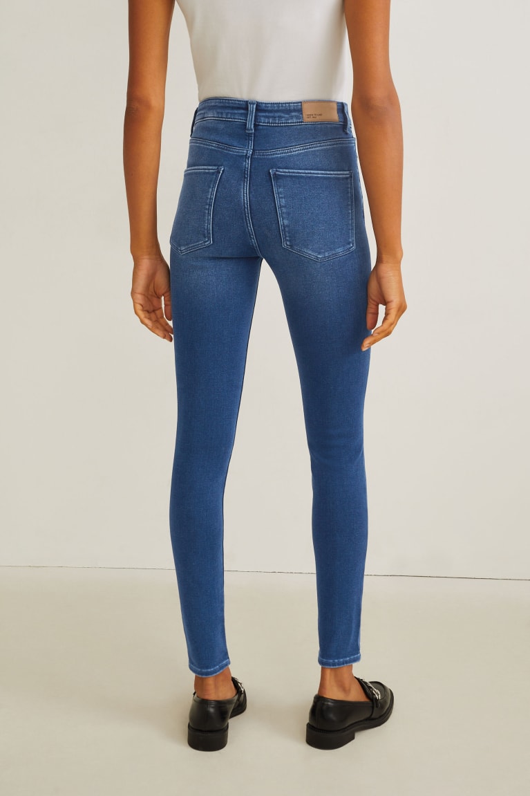 Jeans C&A Flaco Mid-rise Cintura Thermal Lycra® Azules | SGHXWO-401