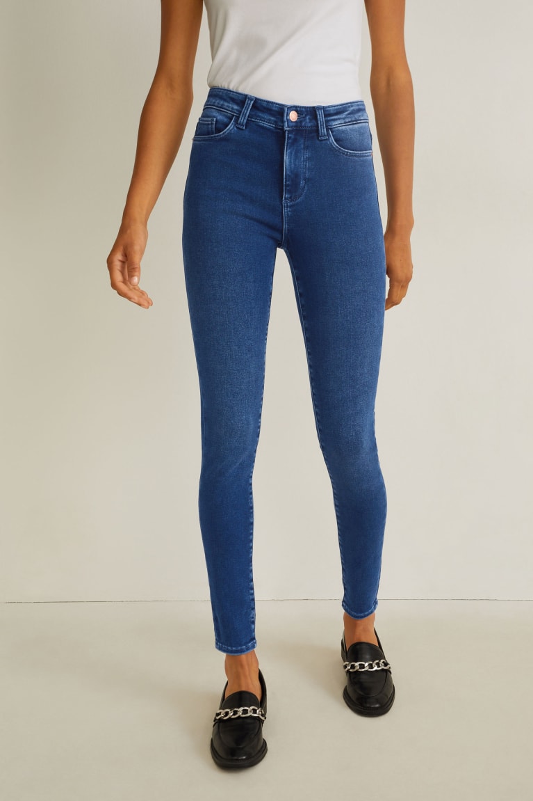 Jeans C&A Flaco Mid-rise Cintura Thermal Lycra® Azules | SGHXWO-401