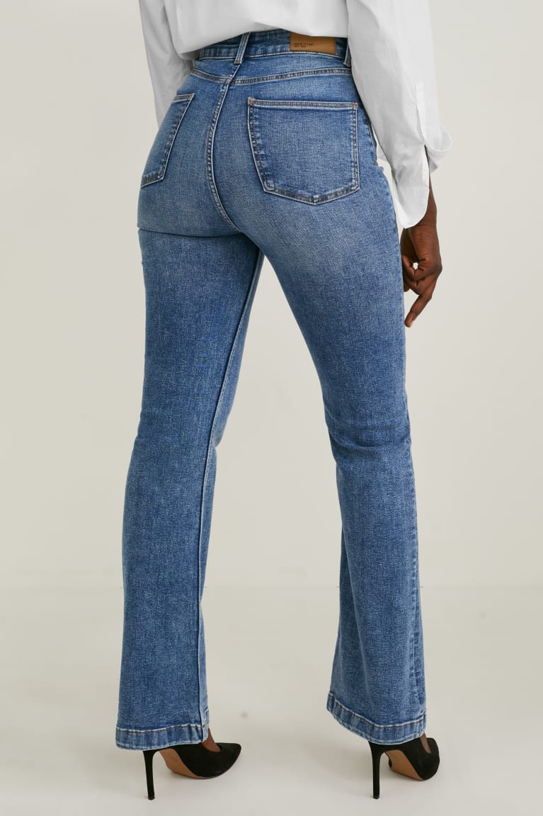 Jeans C&A Flared High Cintura Lycra® Azules | DNIKEB-987