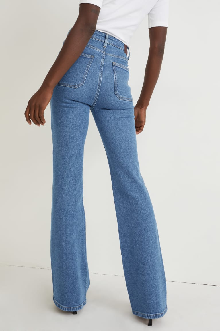 Jeans C&A Flared High Cintura Lycra® Azules | OYMRZF-625