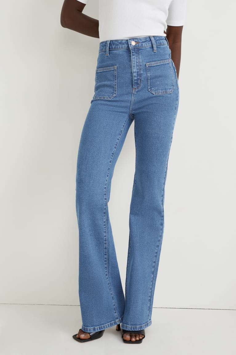 Jeans C&A Flared High Cintura Lycra® Azules | OYMRZF-625