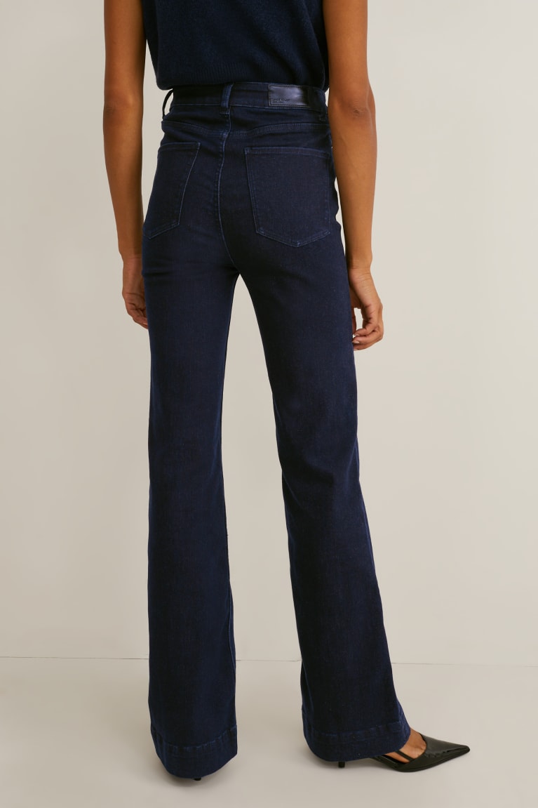 Jeans C&A Flared High Cintura Shaping Lycra® Recycled Azules Azules Oscuro | UHZMXO-604