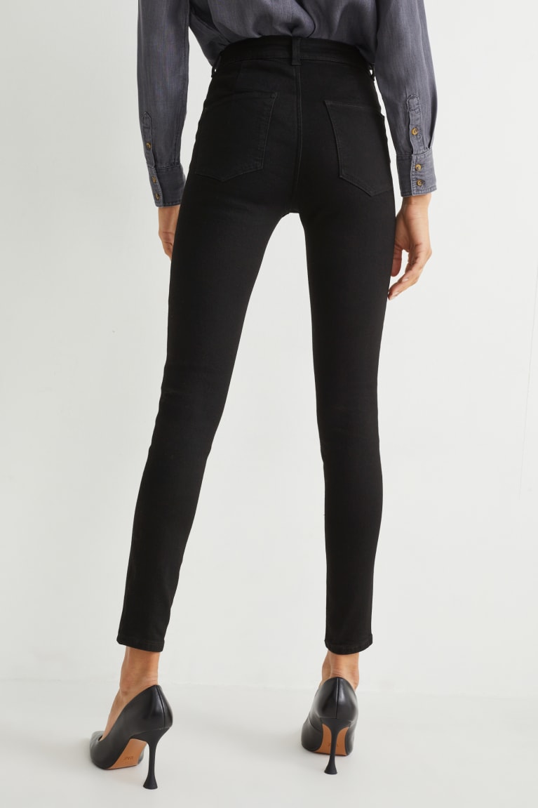 Jeans C&A Jegging High Cintura Negras | DPXQJW-016