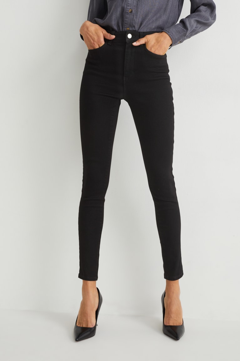 Jeans C&A Jegging High Cintura Negras | DPXQJW-016