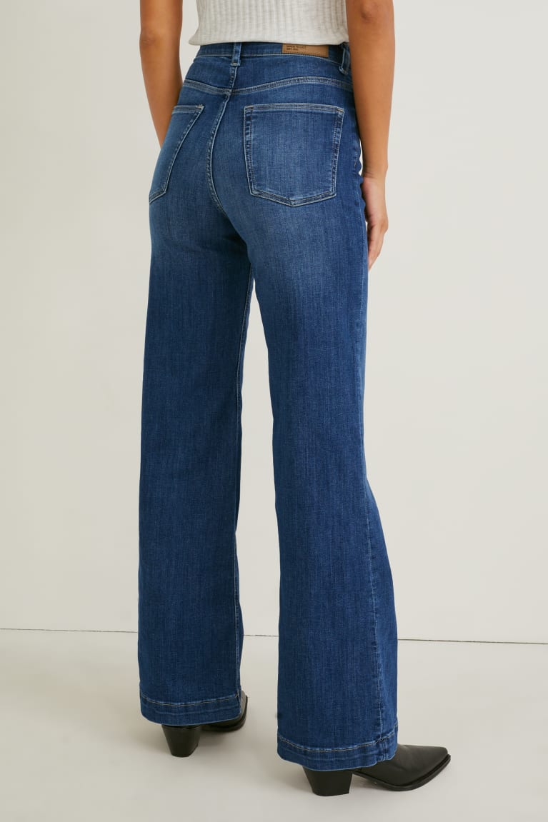 Jeans C&A Loose Fit High Cintura Lycra® Azules | LVBKJG-652