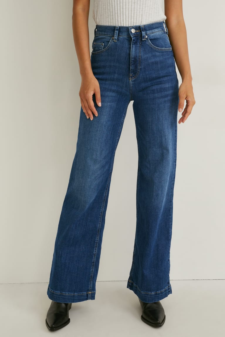 Jeans C&A Loose Fit High Cintura Lycra® Azules | LVBKJG-652