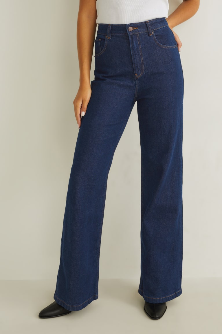 Jeans C&A Loose Fit High Cintura Lycra® Azules Azules Oscuro | TNRFSW-037