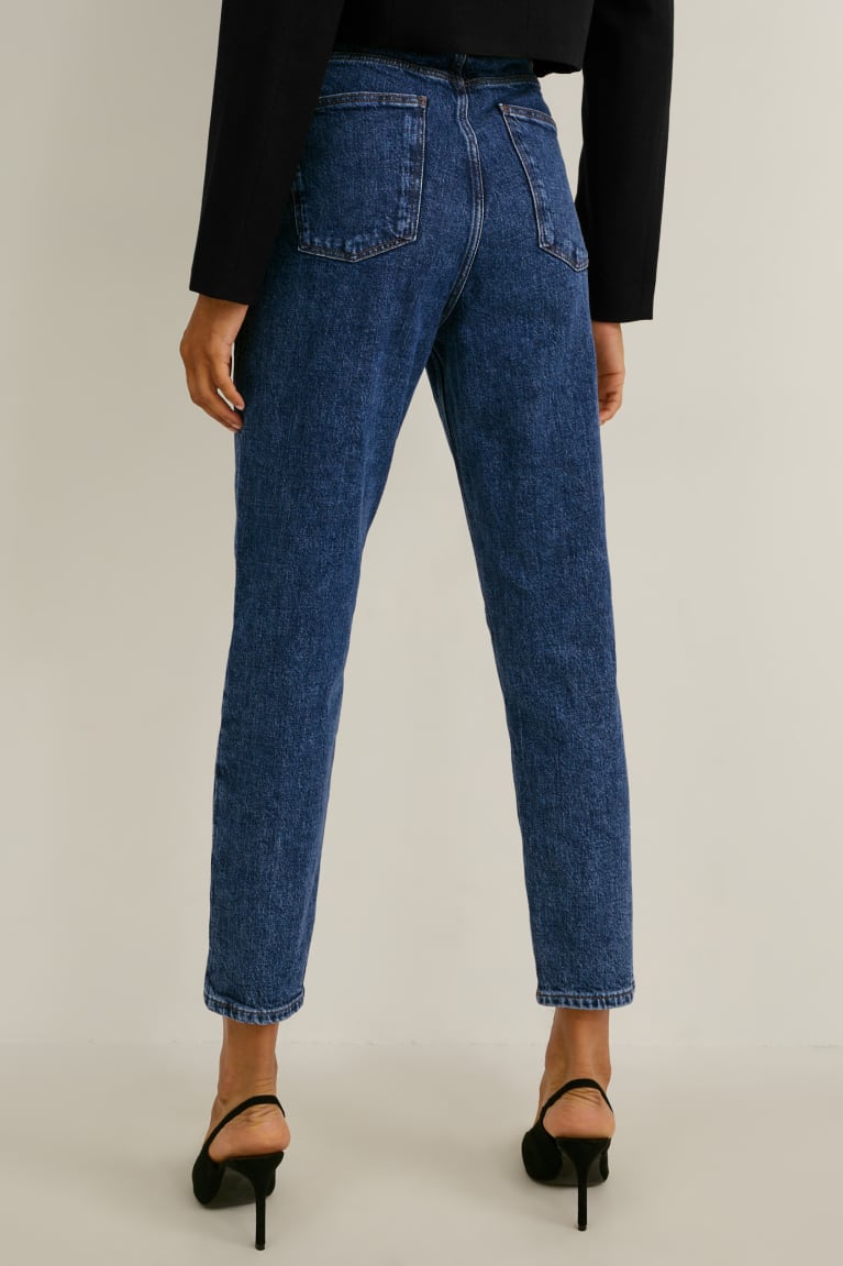 Jeans C&A Mom High Cintura Lycra® Azules | GFXKLW-243