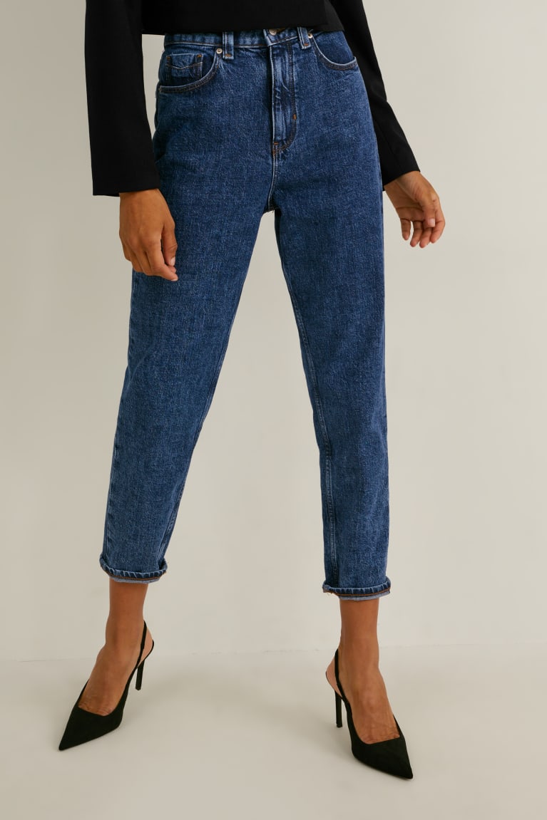 Jeans C&A Mom High Cintura Lycra® Azules | GFXKLW-243