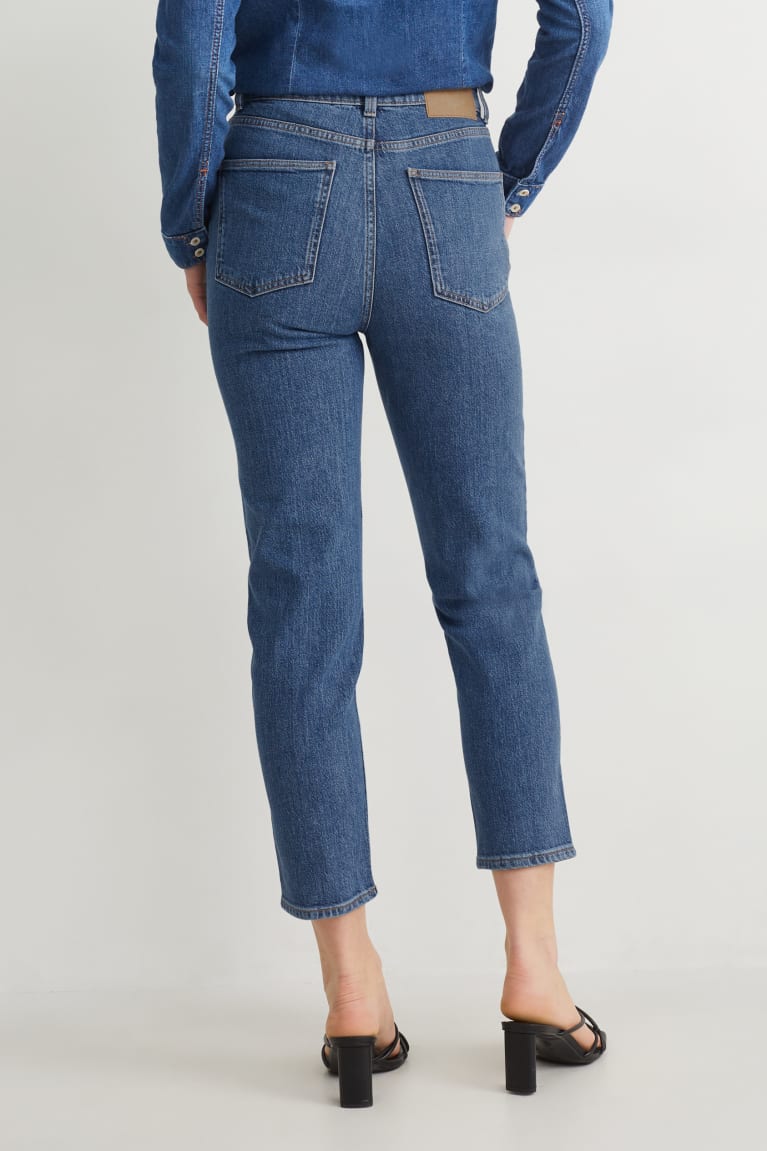 Jeans C&A Mom High Cintura Lycra® With Recycled Algodon Azules | AUJIOK-783