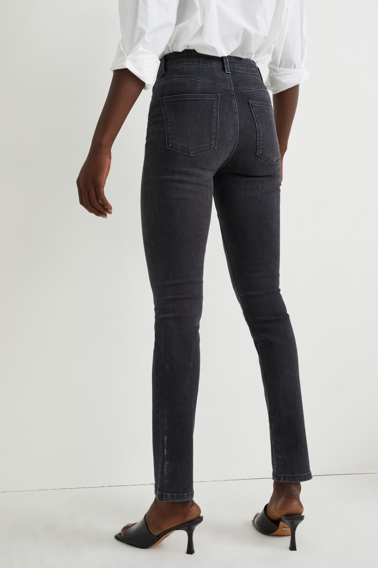 Jeans C&A Slim High Cintura Lycra® Azules Gris Oscuro | RMPCAI-754